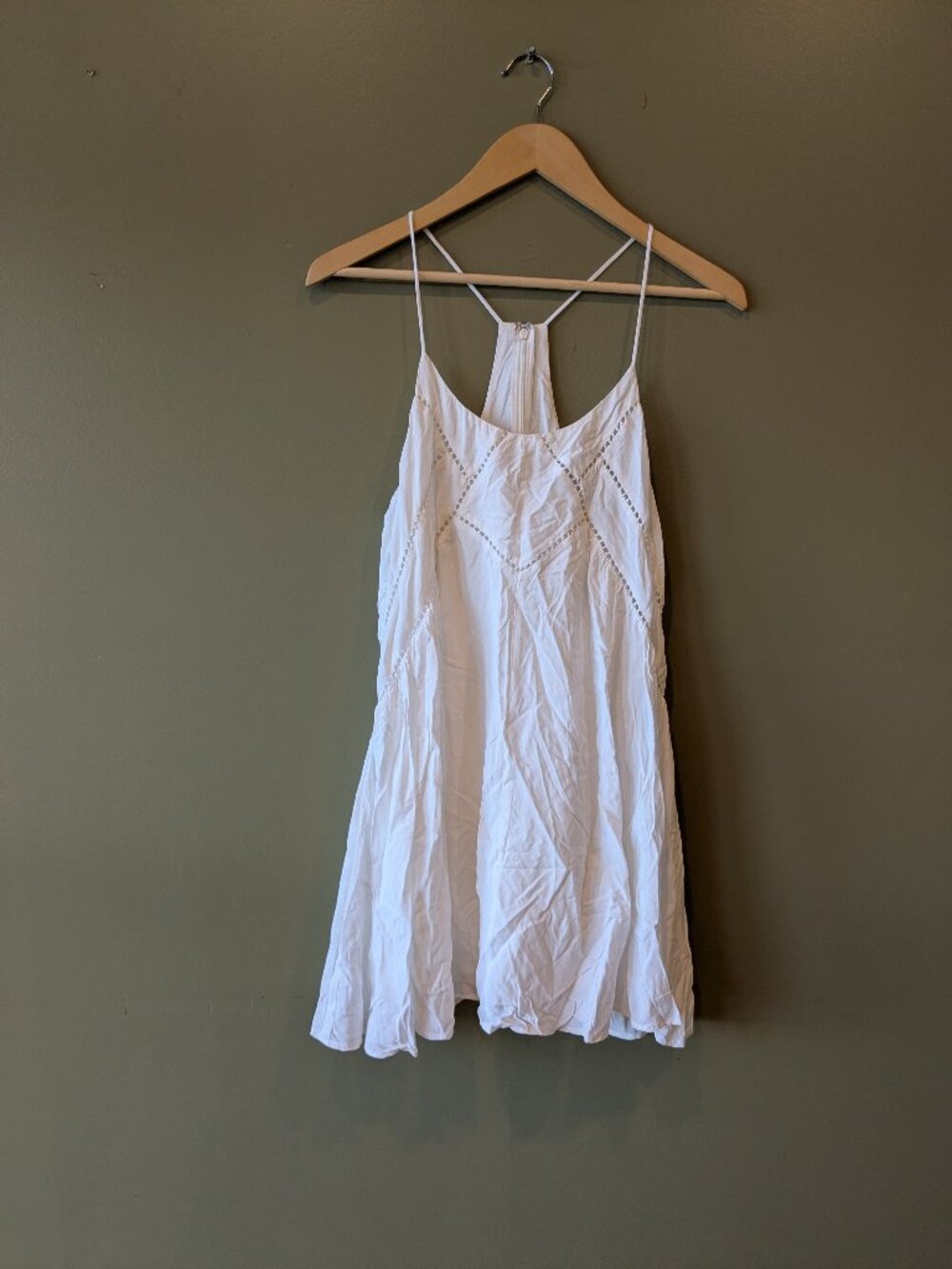 Lulus White Sun Dress Med Crochet Ladder Cutout Strappy Racerback Swing Mini